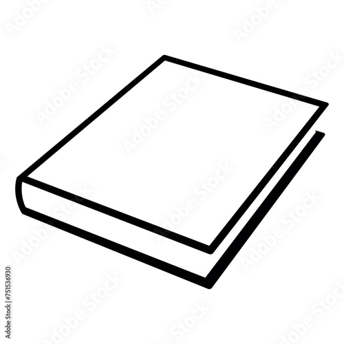 book - black and white simple symbol of closed book, vector illustration isolated on white