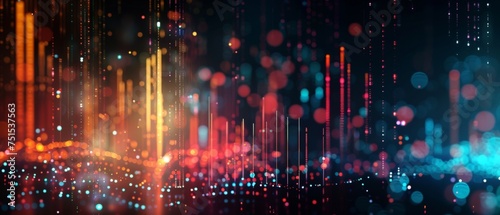 Digital technology concept colorful small abstract particles blur on background © Lila DK