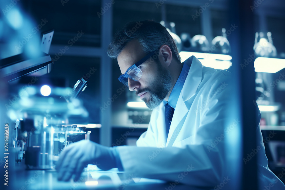 Scientist working in a modern laboratory created with generative AI technology Scientist working in a modern laboratory created with generative AI technology