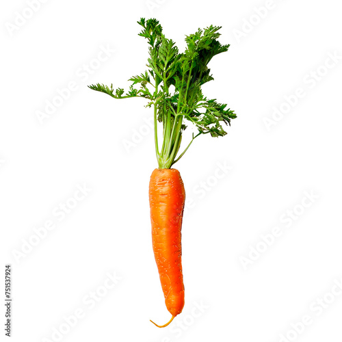 A carrot is shown with its stem and leaves still attached Isolated on transparent background, PNG