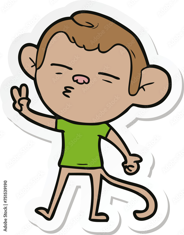 sticker of a cartoon suspicious monkey sticker of a cartoon suspicious monkey