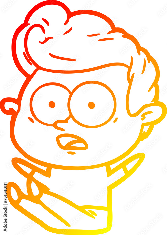 Obraz premium warm gradient line drawing cartoon man