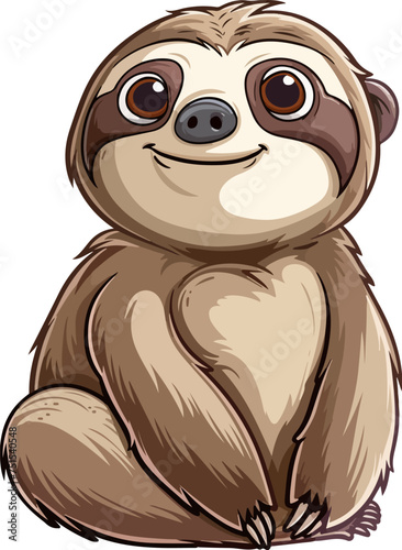 Sloth cartoon illustration isolated on white background vector
