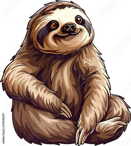Sloth cartoon illustration isolated on white background vector