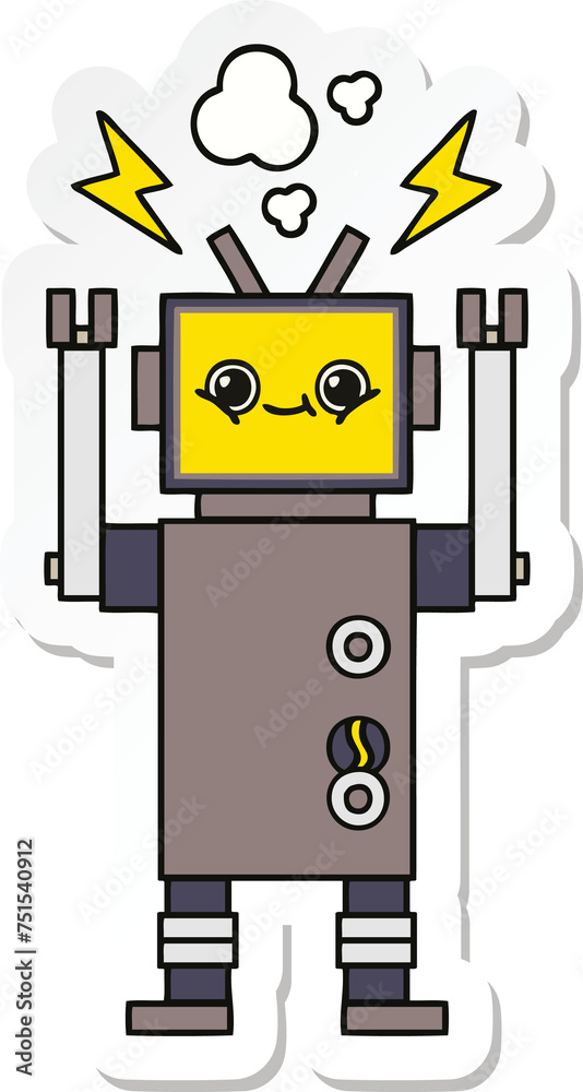 sticker of a cute cartoon robot sticker of a cute cartoon robot