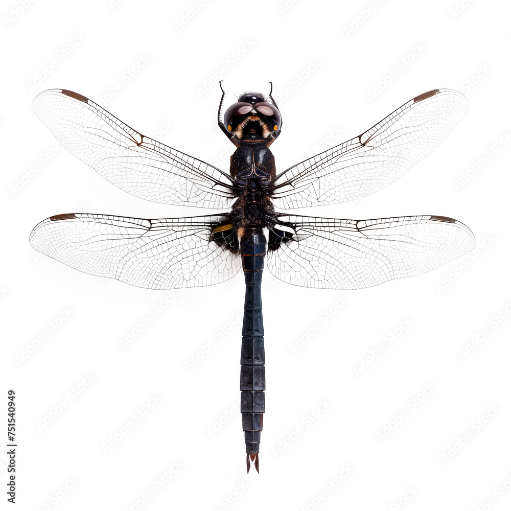 A dragonfly is shown in full view on a white background Isolated on transparent background, PNG A dragonfly is shown in full view on a white background Isolated on transparent background, PNG