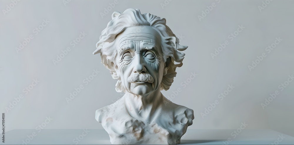 White bust of a man with distinct facial features. classical sculpture portrait for art and design. detailed and textured statue face. AI White bust of a man with distinct facial features. classical sculpture portrait for art and design. detailed and textured statue face. AI