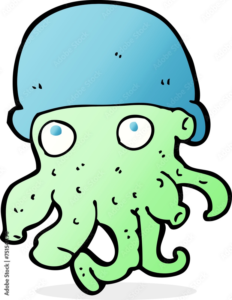 cartoon alien head wearing hat cartoon alien head wearing hat