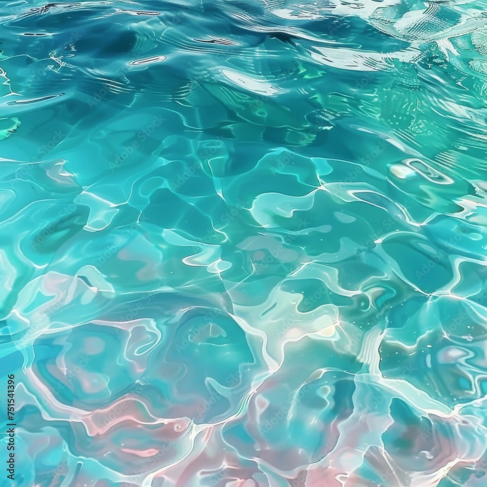 Obraz premium Clear Water Swirls Texture Background in White and Turquoise Colors, Sea Waves Flow Pattern