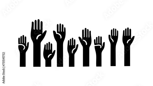 Hands Raised Up Isolated. Vector Illustration on White Background