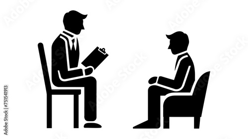 Psychologist listening to patient at mental therapy session. Person talking to psychotherapist. Private psychology, psychotherapy help concept. Flat vector illustration isolated on white background