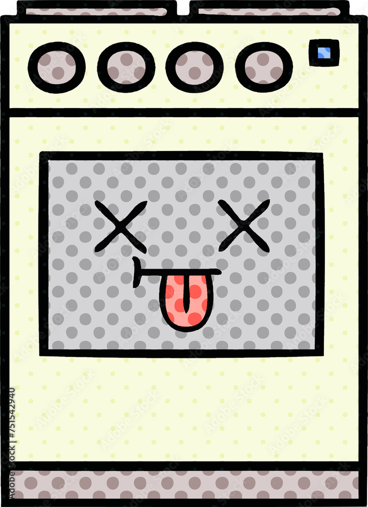 Obraz premium comic book style cartoon kitchen oven