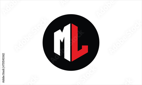 ML initial letter polygon icon gaming logo design vector template. batman logo, sports logo, monogram, falcon, war game, symbol, playing logo, abstract, fighting, typography, icon, minimal, premier 