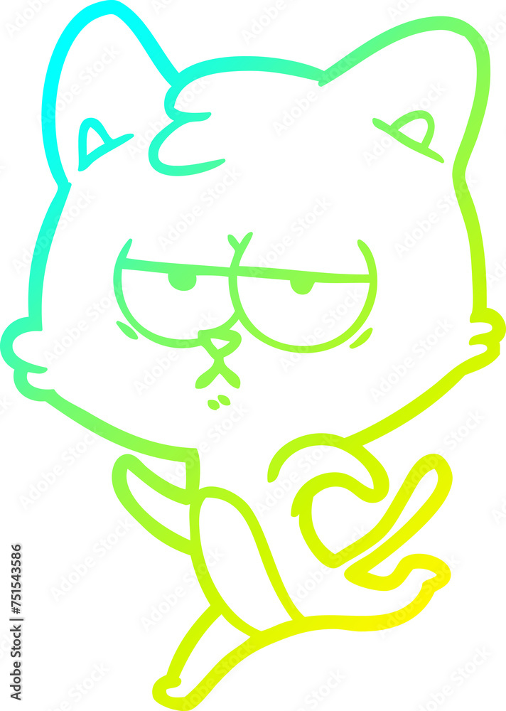 cold gradient line drawing bored cartoon cat cold gradient line drawing bored cartoon cat