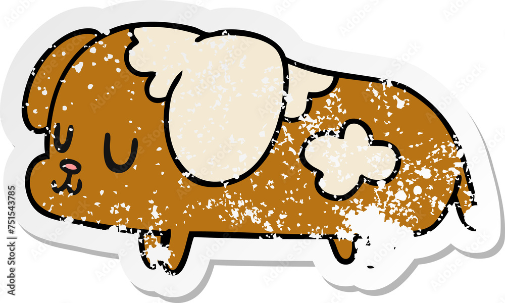 distressed sticker cartoon kawaii of a cute dog distressed sticker cartoon kawaii of a cute dog