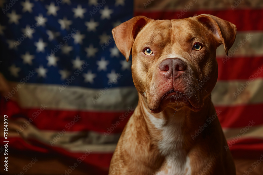 pitbull dog with American flag background pitbull dog with American flag background