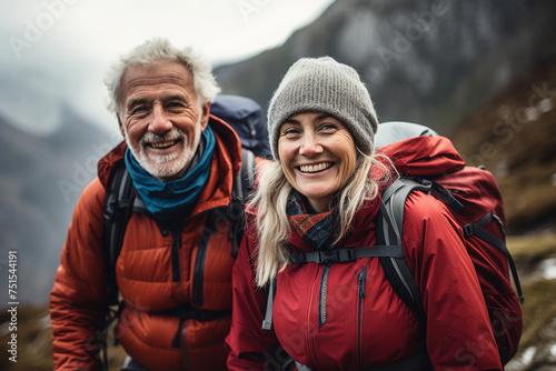 Generative AI portrait photo of happy beautiful mature couple enjoying time together outdoors