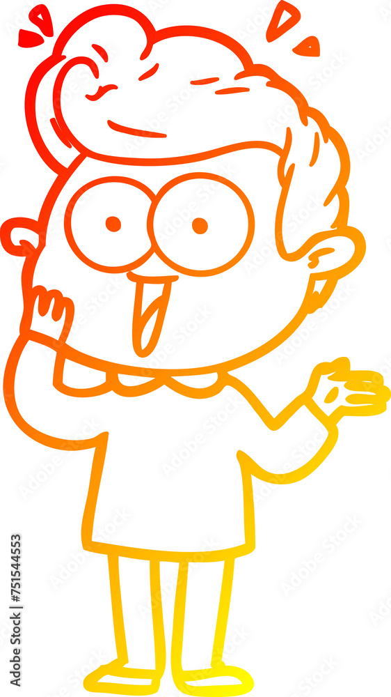 warm gradient line drawing cartoon staring man