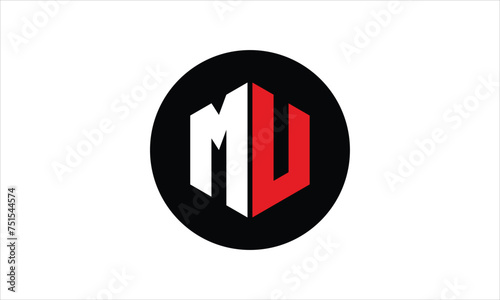 MU initial letter polygon icon gaming logo design vector template. batman logo, sports logo, monogram, falcon, war game, symbol, playing logo, abstract, fighting, typography, icon, minimal, premier 