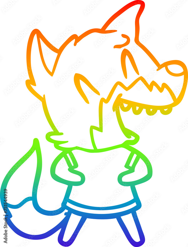 rainbow gradient line drawing laughing fox cartoon rainbow gradient line drawing laughing fox cartoon