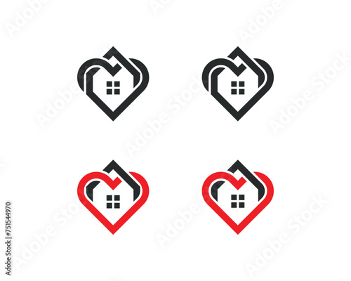Home Care or Heart with Home Logo Concept symbol sign icon Element Design. Love, Health Care, House, Realtor, Real Estate, Mortgage, Charity Logotype. Vector illustration template
