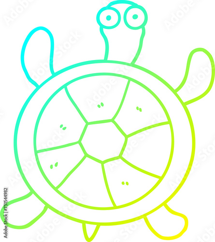 cold gradient line drawing cartoon turtle