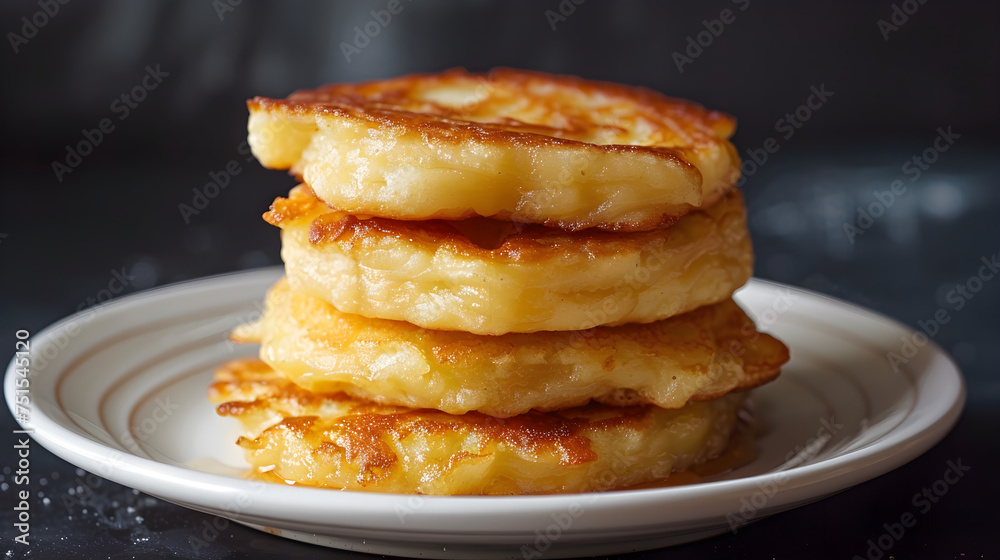 Golden brown syrniki on white plate Golden brown syrniki on white plate