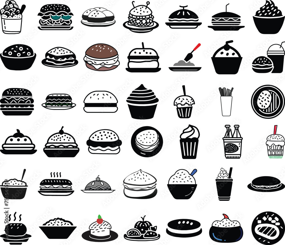 Set of Doodle Food Icons