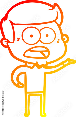 warm gradient line drawing cartoon shocked man