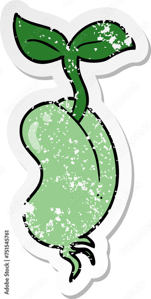 distressed sticker of a cartoon sprouting seed distressed sticker of a cartoon sprouting seed