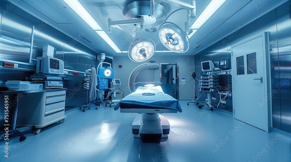 Equipment and medical devices in modern operating room. Generative AI. Equipment and medical devices in modern operating room. Generative AI.