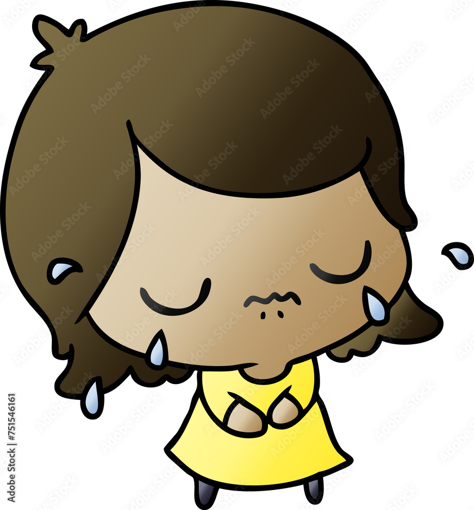 gradient cartoon of cute kawaii girl gradient cartoon of cute kawaii girl