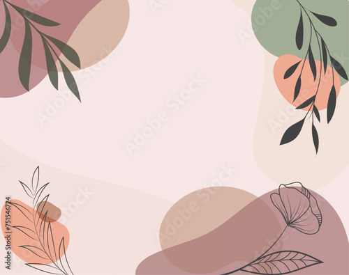 hand drawn minimal botanical boho background