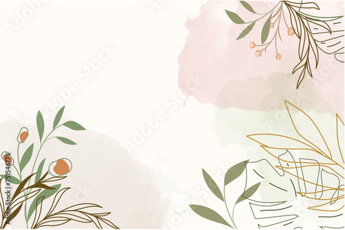hand drawn minimal botanical watercolor background