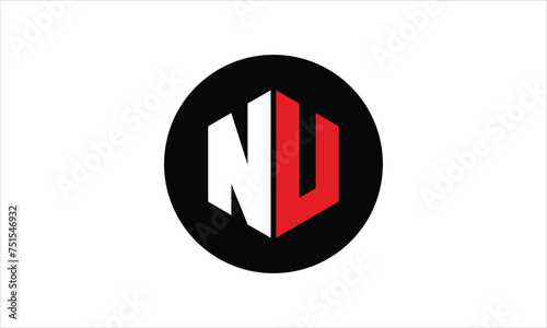 NU initial letter polygon icon gaming logo design vector template. batman logo, sports logo, monogram, falcon, war game, symbol, playing logo, abstract, fighting, typography, icon, minimal, premier 