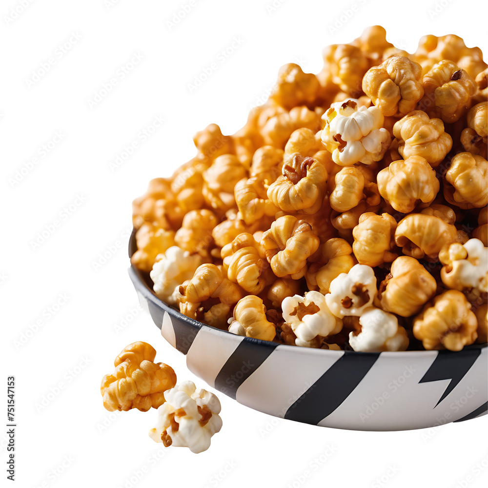 Caramel Popcorn image isolated on a transparent background PNG photo