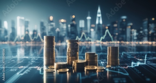 The Future of Finance - Cityscape and Cryptocurrency