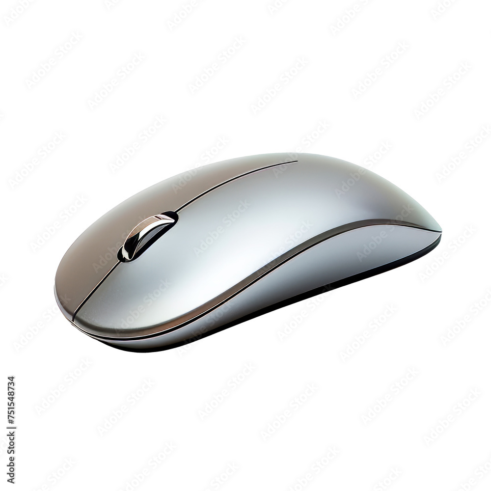 A silver computer mouse. Isolated on transparent background, PNG A silver computer mouse. Isolated on transparent background, PNG