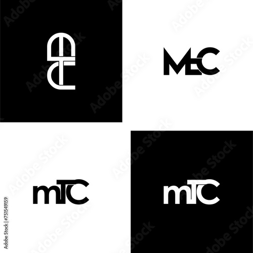 mtc typography letter monogram logo design set