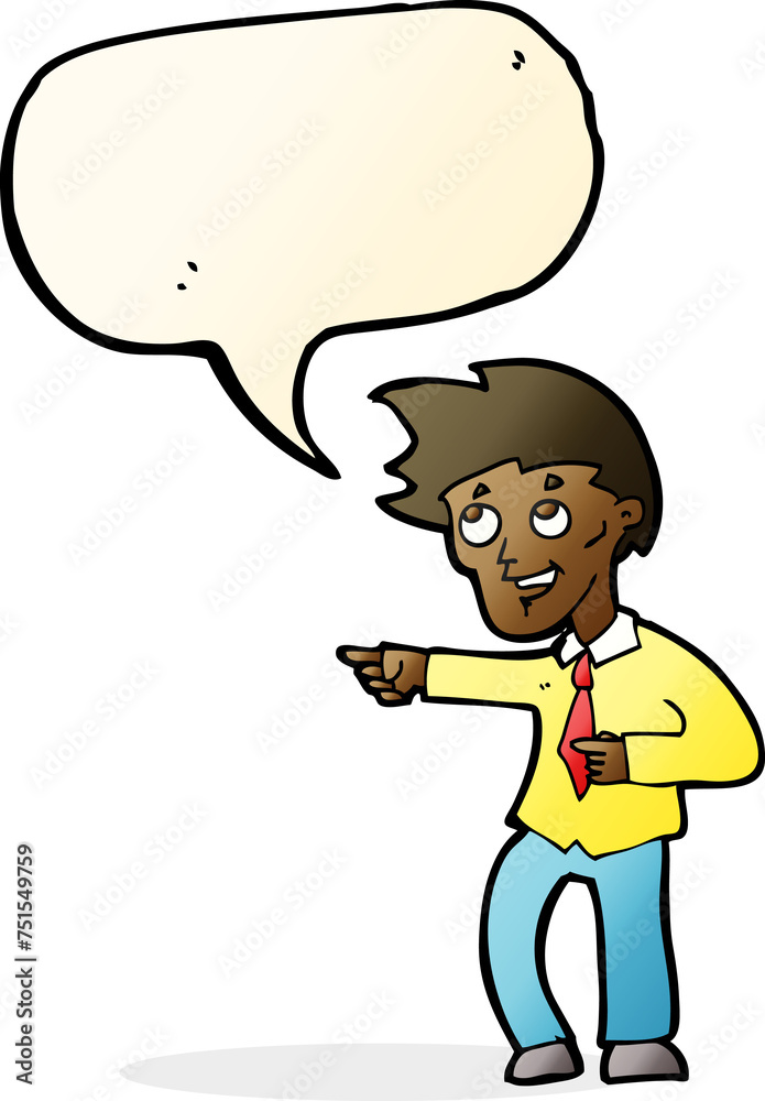 cartoon funny office man pointing with speech bubble cartoon funny office man pointing with speech bubble