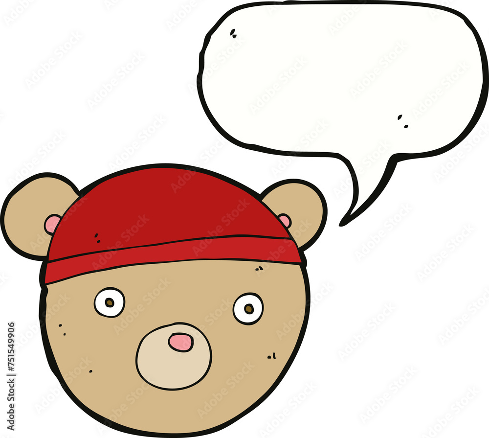 cartoon teddy bear hat with speech bubble cartoon teddy bear hat with speech bubble