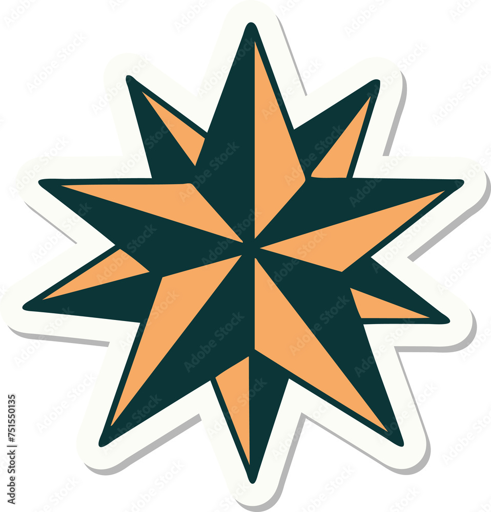 tattoo style sticker of a star tattoo style sticker of a star