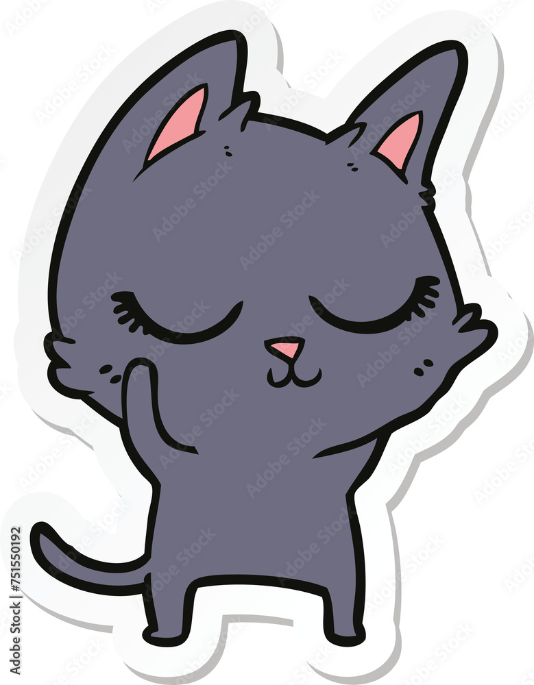 sticker of a calm cartoon cat sticker of a calm cartoon cat