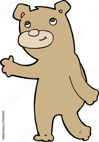 cartoon happy waving bear