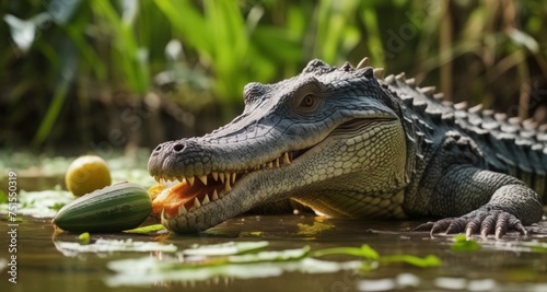  Crocodile's fierce gaze in the wild © vivekFx