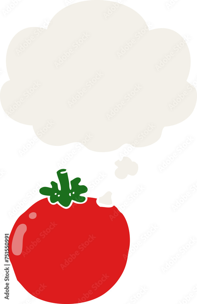 Fototapeta premium cartoon tomato and thought bubble in retro style