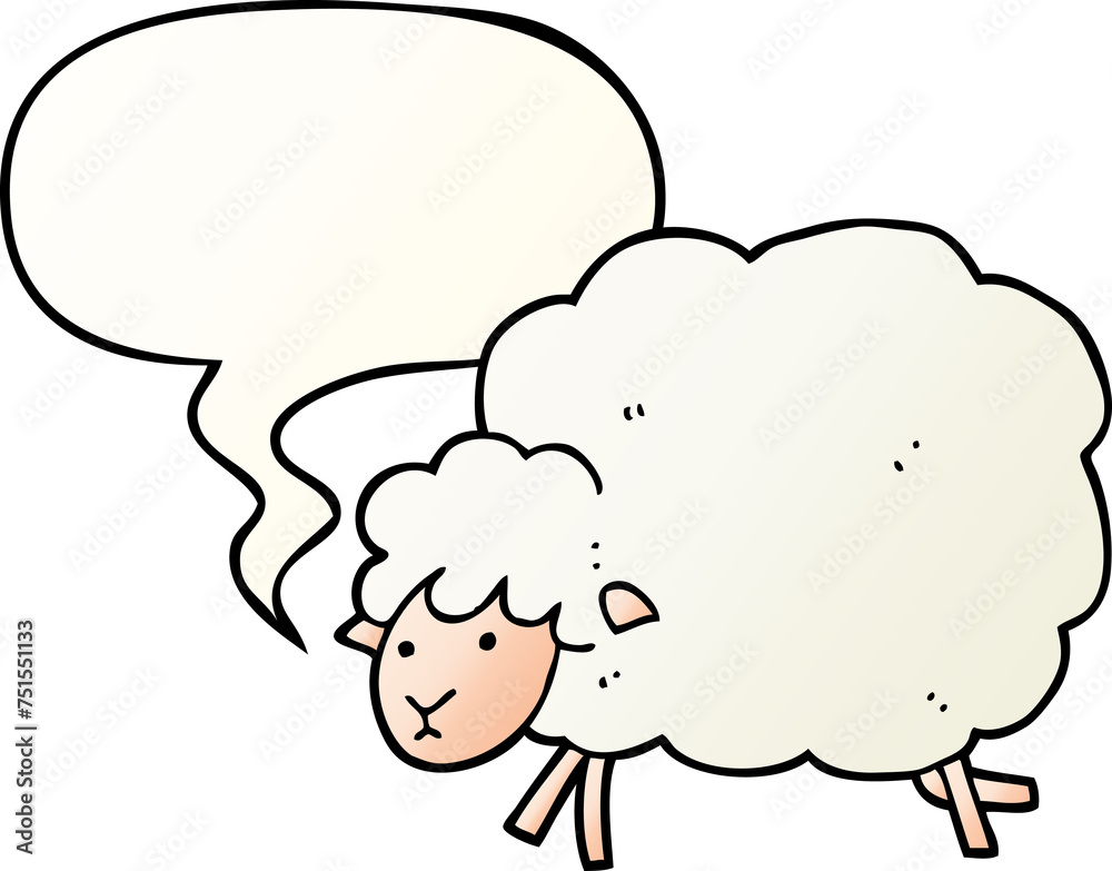 cartoon sheep and speech bubble in smooth gradient style cartoon sheep and speech bubble in smooth gradient style