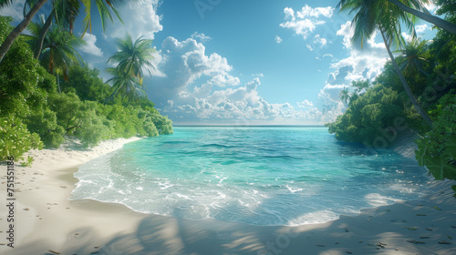 Maldives Islands Ocean Tropical Beach.