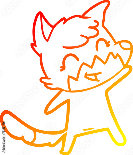 warm gradient line drawing happy cartoon fox © lineartestpilot