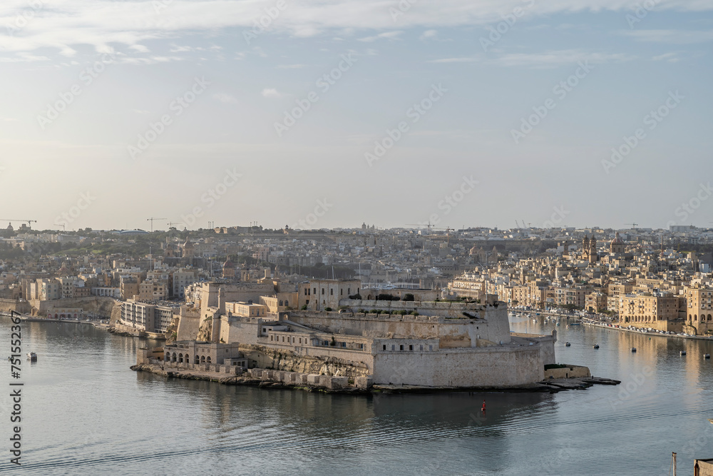 Vittoriosa, also known as Il-Birgu,  seen from Valletta, Malta